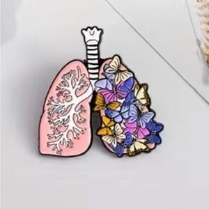 3/$25 Anatomy Pin Organ Lungs with Butterflies Acrylic